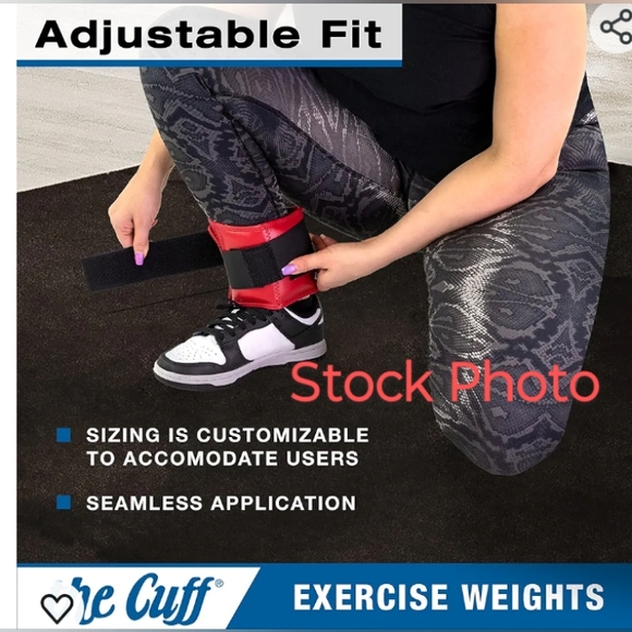 The Cuff Ankle Weights - Set of Two Cuff Weight, 2lb each White with Bla… - Picture 3 of 11